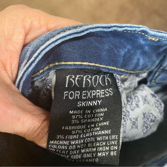 Rerock For Express Mid Rise Skinny Jeans Sz 30 - Picture 7 of 14